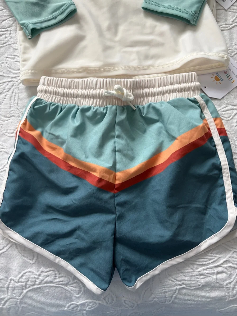 Little co 24m new Kids Surf Club Rash Guard Set - Mint, Cream, Teal, Orange